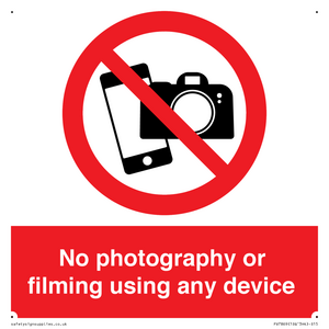 No photography or filming using any device